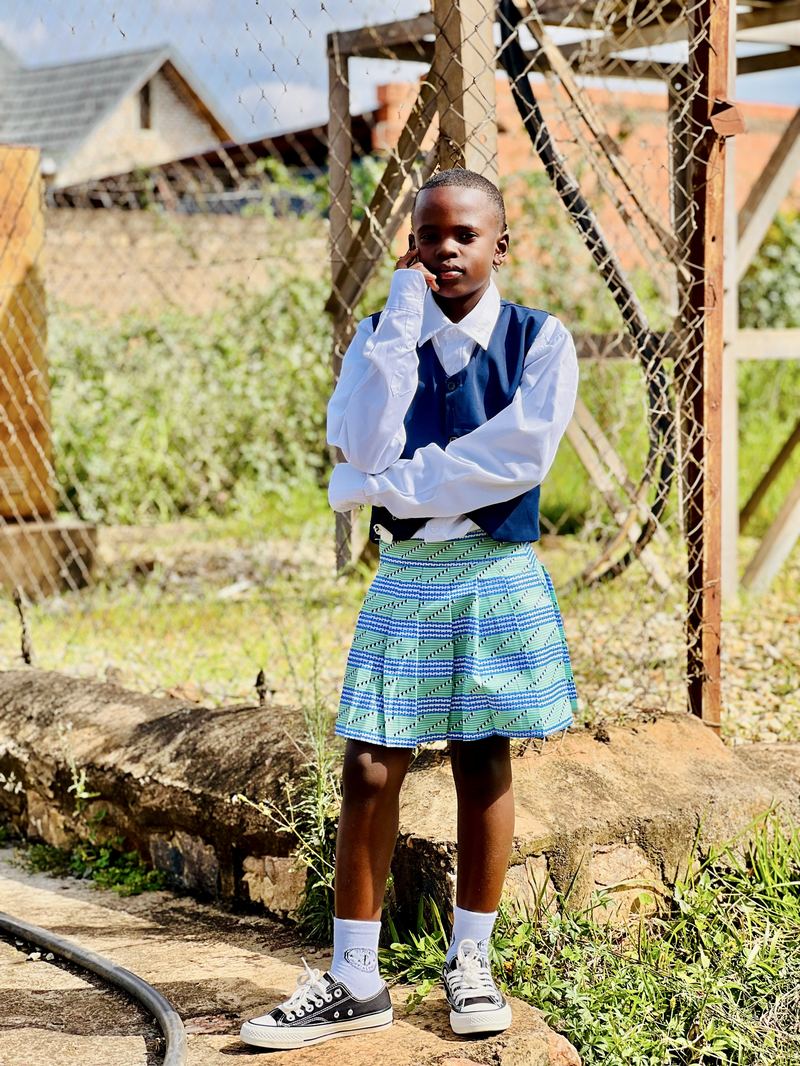 A CCF dancer modelling the African Celtic Kilt.